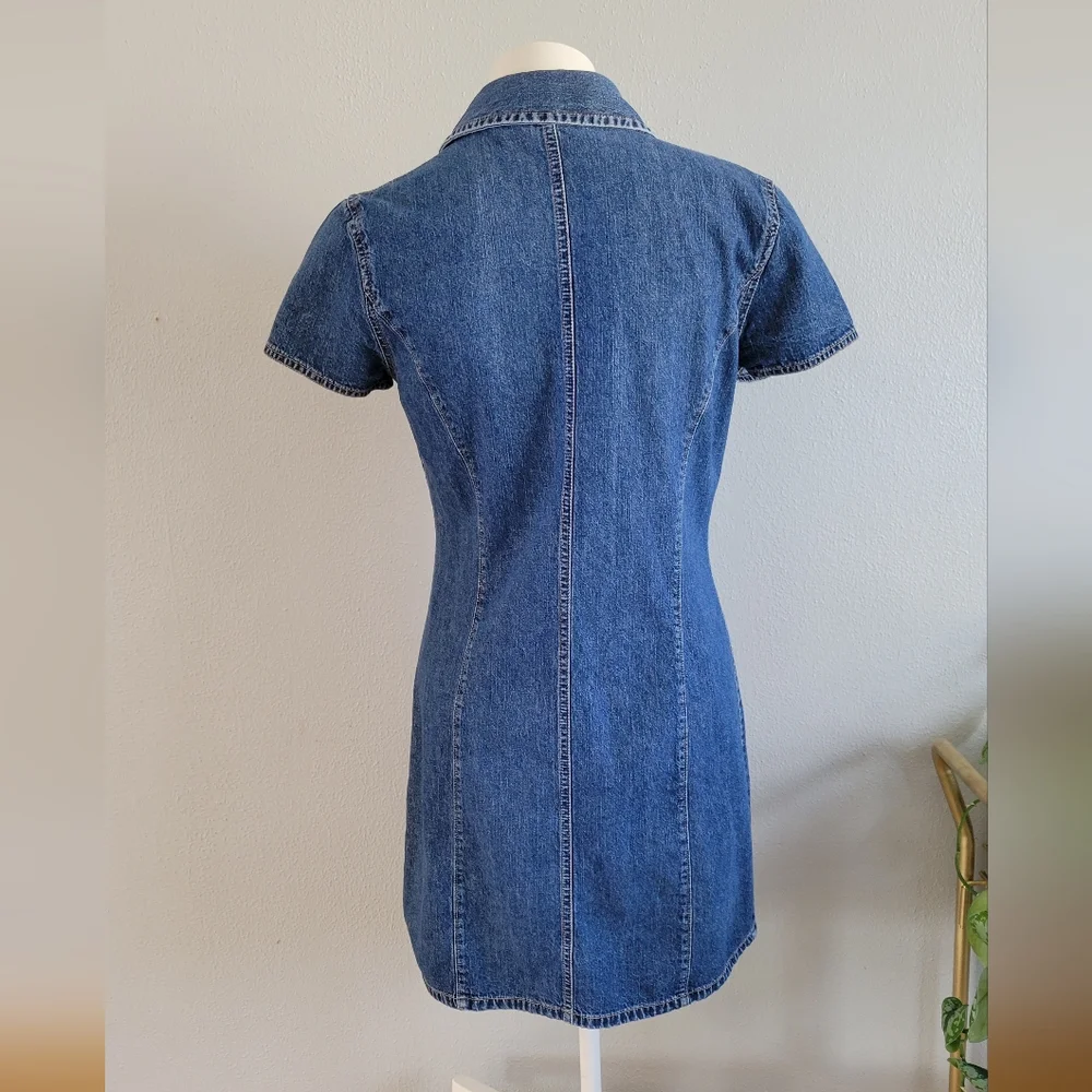GAP vintage Y2K Denim Button/Snap down dress with Pockets sz 8 - Picture 4 of 6